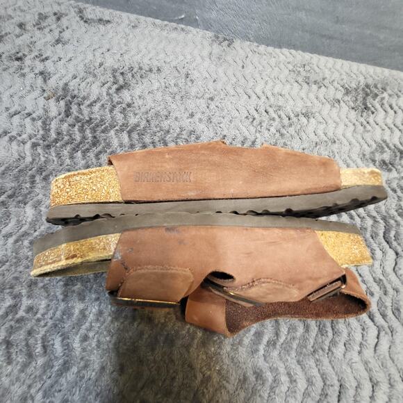 Birkenstock Sandals Womens Size 6? 37 Brown Leather Ankle Strap Cork Footbed - Picture 8 of 10